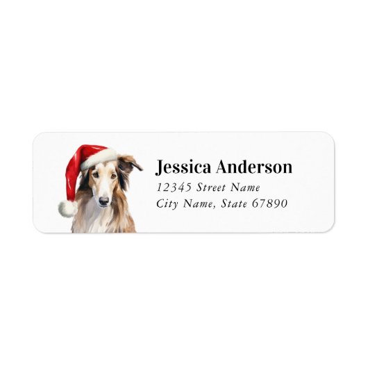クリスマスボルゾイドッグ差出人住所ラベル ラベル (正面)