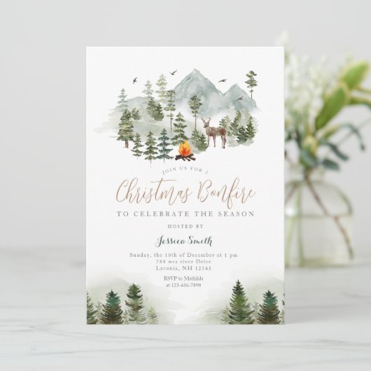 クリスマスボンドファイアウィンターフォレストディアホリデーパーティー 招待状 (スタンド正面)