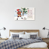 クリスマスボーイがクリスマスツリーをチョッピング キャンバスプリント (インサイチュ (寝室))