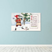 クリスマスボーイがクリスマスツリーをチョッピング キャンバスプリント (インサイチュ (ウッドフロア))