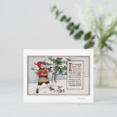 クリスマスボーイがクリスマスツリーをチョッピング シーズンポストカード (スタンド正面)