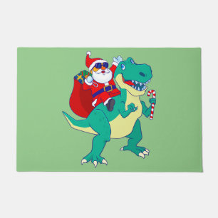 クリスマスボーイズ恐竜サンタTレックスクリスマスディノラブ ドアマット