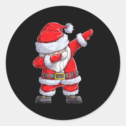クリスマスボーイズSantaClaus女の子のおもしろいXma ラウンドシール (正面)