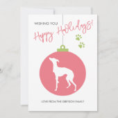 クリスマスボーイタリアンブルグレイハウンド犬のシルエット シーズンカード (正面)