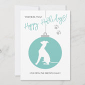 クリスマスボーイタリアンブルグレイハウンド犬のシルエット シーズンカード (正面)