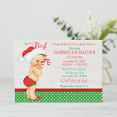 クリスマスボーイベビーシャワー招待状パーソナライズされた 招待状 (スタンド正面)