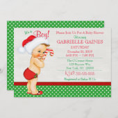 クリスマスボーイベビーシャワー招待状パーソナライズされた 招待状 (正面/裏面)