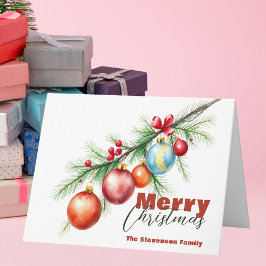 クリスマスボーエレガントブル付き松枝 カード