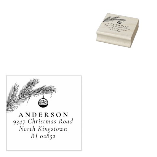 クリスマスボーエレガントルスクリプト差出人住所 ラバースタンプ (押印)