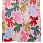 クリスマスボーズコケットピンク シャワーカーテン (正面)