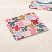 クリスマスボーズコケットピンク スクエアペーパーコースター (アングル)