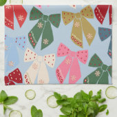 クリスマスボーズコケットブルー キッチンタオル (折り畳み)