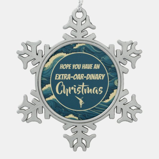 クリスマスボートおもしろいオーナメント スノーフレークピューターオーナメント (正面)