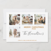 クリスマスボーパターン(の模様が)あるブル4枚の写真パーソナライズされた シーズンカード (正面)