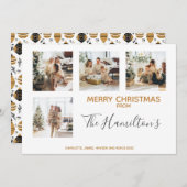 クリスマスボーパターン(の模様が)あるブル4枚の写真パーソナライズされた シーズンカード (正面/裏面)