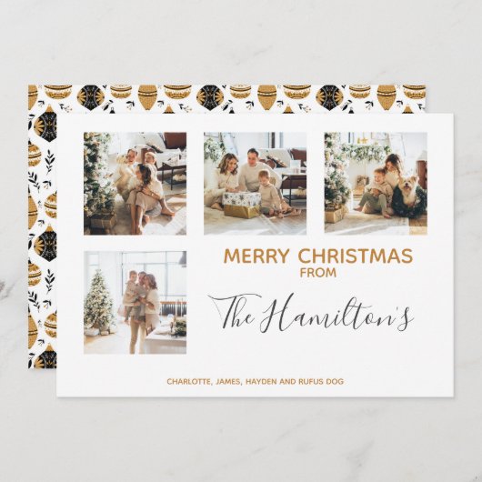 クリスマスボーパターン(の模様が)あるブル4枚の写真パーソナライズされた シーズンカード (正面/裏面)