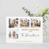 クリスマスボーパターン(の模様が)あるブル4枚の写真パーソナライズされた シーズンカード (スタンド正面)