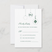 クリスマスボーブルオーナメントウィンターグリーン結婚ズ 出欠カード (正面)