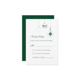 クリスマスボーブルオーナメントウィンターグリーン結婚ズ 出欠カード