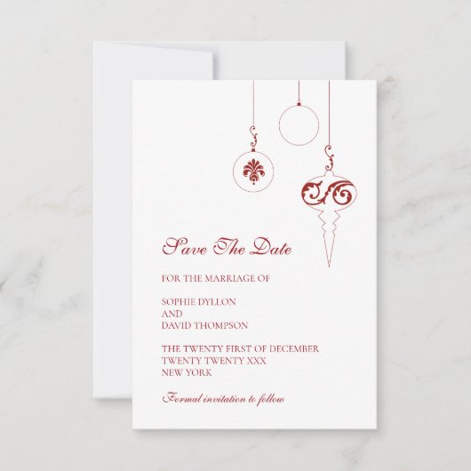 クリスマスボーブルオーナメントウィンターレッド結婚ズ セーブザデート (正面)