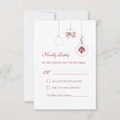 クリスマスボーブルオーナメントウィンターレッド結婚ズ 出欠カード (正面)