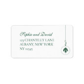 クリスマスボーブルオーナメント結婚グリーンの返信 ラベル (正面)