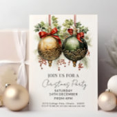 クリスマスボーブルズレッドグリーン金ゴールドホリデー 招待状