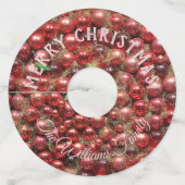 クリスマスボーブルピンクレッド追加の名前と文字 ワイングラスタグ (裏面)