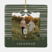 クリスマスボーモダングストライプのウェーブフォトキープサケ セラミックオーナメント (裏面)