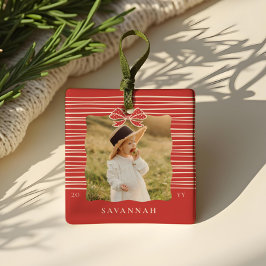 クリスマスボーモダングストライプのウェーブフォトキープサケ セラミックオーナメント