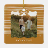 クリスマスボーモダングストライプのウェーブフォトキープサケ セラミックオーナメント (裏面)
