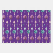 クリスマスボーモダンブル素晴らしパターン ラッピングペーパーシート (正面3)