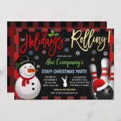 クリスマスボーリングパーティの招待状ホリデーパーティー 招待状 (正面/裏面)