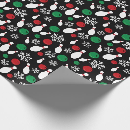 クリスマスボーリングピンとスノーフレーク ラッピングペーパー (角)