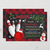 クリスマスボーリングホリデーバッファロープレイド招待状 招待状 (正面/裏面)