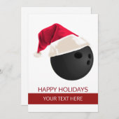 クリスマスボーリングボールサンタハットグリーティングカード シーズンカード (正面/裏面)