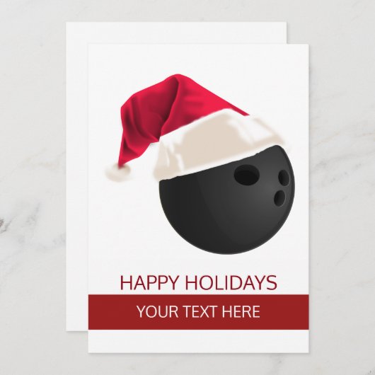 クリスマスボーリングボールサンタハットグリーティングカード シーズンカード (正面/裏面)