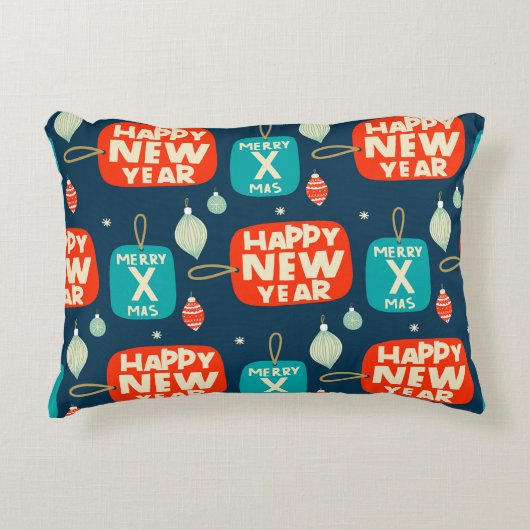 クリスマスボールとオーナメントヴィンテージのパターン戻る アクセントクッション (正面)