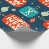 クリスマスボールとオーナメントヴィンテージのパターン戻る ラッピングペーパー (角)