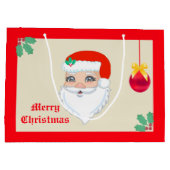 クリスマスボールとサンタクロース ラージペーパーバッグ (裏面)