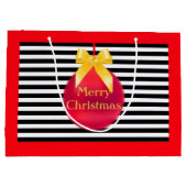 クリスマスボールとストライプ ラージペーパーバッグ (裏面)