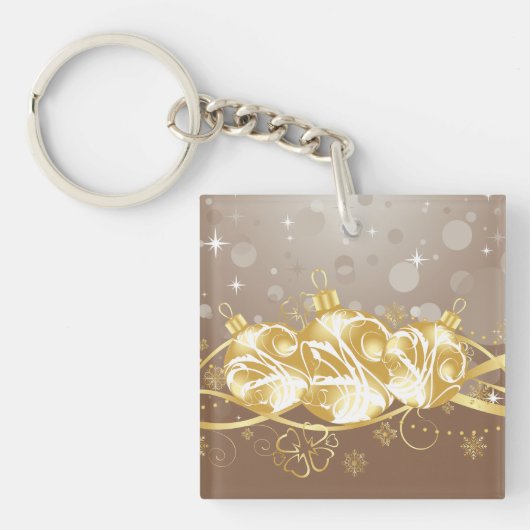 クリスマスボールとティンセルキーチェーン キーホルダー (正面)