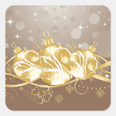 クリスマスボールとティンセルステッカー スクエアシール (正面)