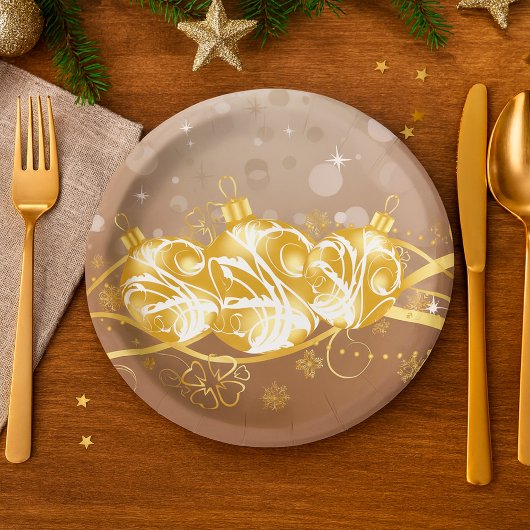 クリスマスボールとティンセル紙プレート ペーパープレート