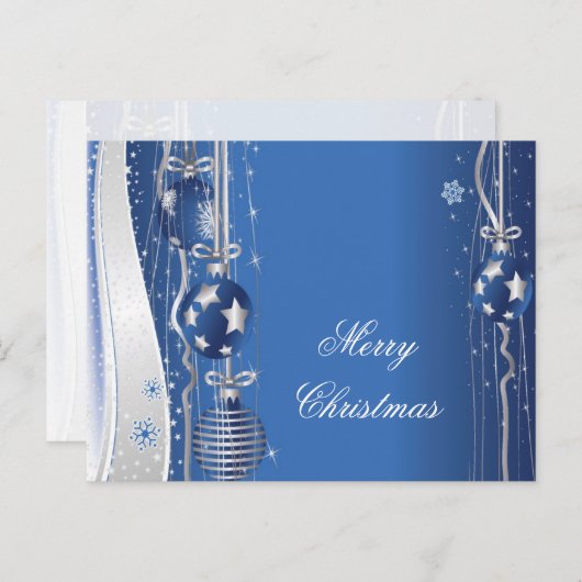 クリスマスボールとリボンのはがき シーズンポストカード (正面/裏面)