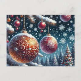 クリスマスボールと木 ポストカード