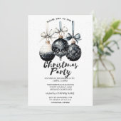 クリスマスボールと雪のクリスマスパーティー 招待状 (スタンド正面)