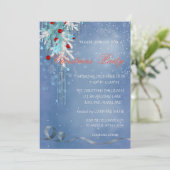 クリスマスボールと雪の結晶の企業パーティー 招待状 (スタンド正面)