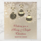 クリスマスボールと雪の結晶の会社のパーティー ワインラベル (シングルラベル)