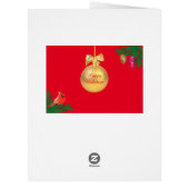 クリスマスボールと鳥が描かれたブラック＆レッドのクリスマスカード (裏面)